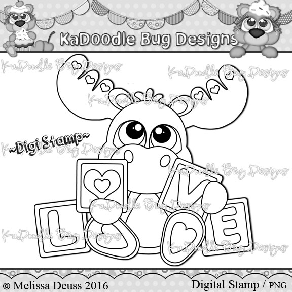 DS Love Blocks Moose - Click Image to Close