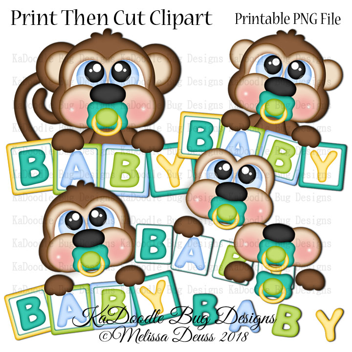 PTC Baby Block Monkey - Click Image to Close