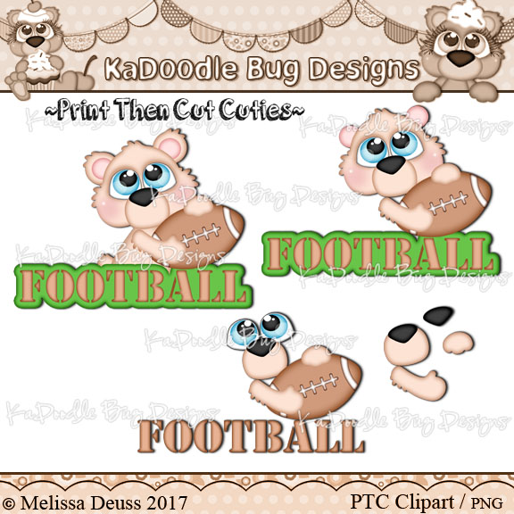 PTC Cutie KaToodles - Football Bear - Click Image to Close