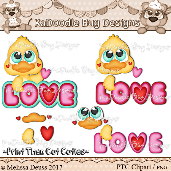PTC Cutie KaToodles - Valentine Duck - Click Image to Close