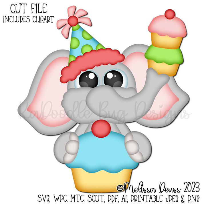 Cutie KaToodles - Birthday Cupcake Elephant Peeker