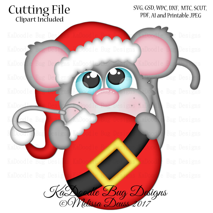 Cutie KaToodles - Peeking Santa Mouse - Click Image to Close
