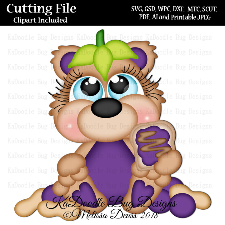Cutie KaToodles - Sitting Grape Bear - Click Image to Close