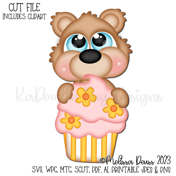 Cutie KaToodles - Spring Cupcake Bear Peeker