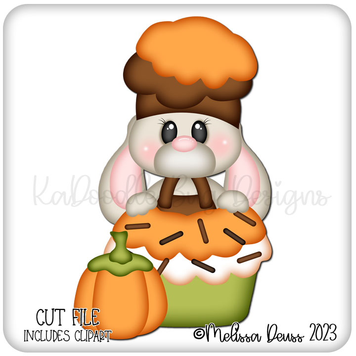 Pumpkin Cupcake Bunny Peeker