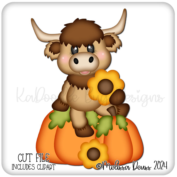 Fall Sitting Pumpkin Highland Cow