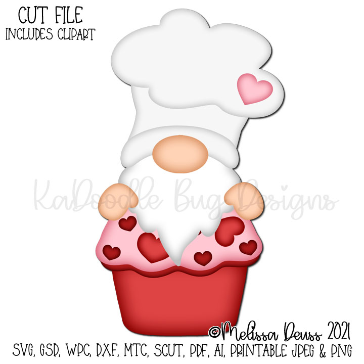 Valentine Cupcake Chef Gnome