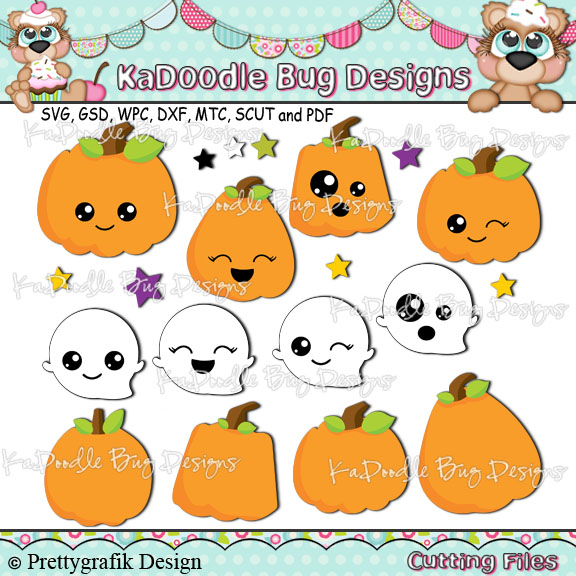 Cutesy Pumpkins and Ghosts - Click Image to Close