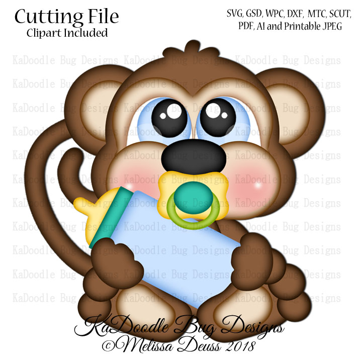 Download Cutie Katoodles Sitting Baby Monkey Svg Cut File Paperpiecing Scrapbooking Digital Stamps Clipart Papercraft Cards 1 00 Welcome To Kadoodle Bug Designs Svg Cut Files More