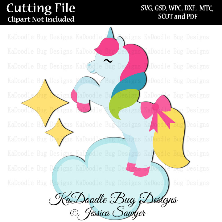 JS Cloud Unicorn SVG CUT FILE PAPER PEICING CLIPART DIGITAL STAMPS 