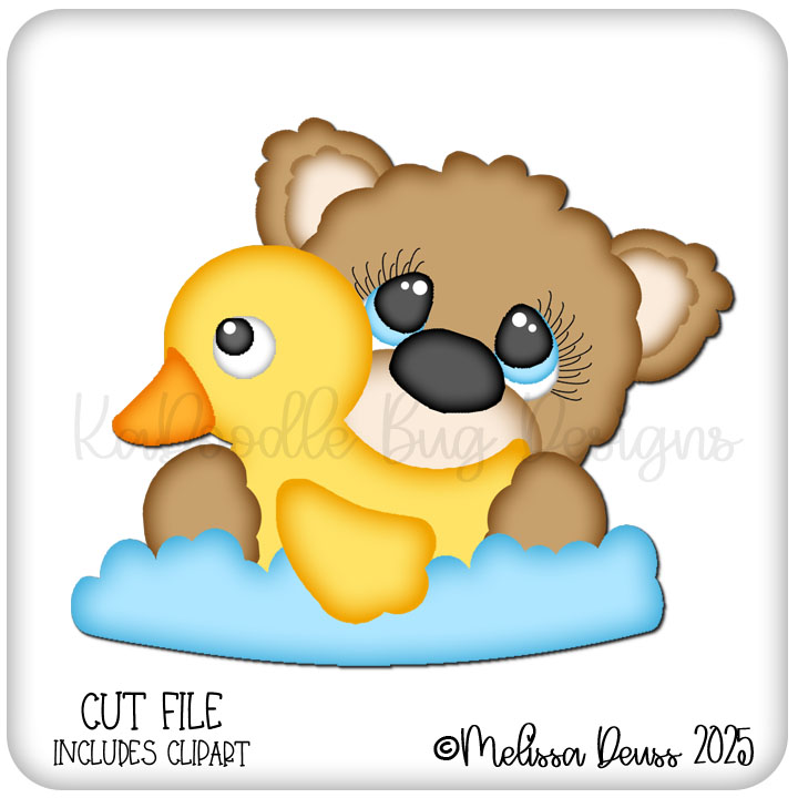 Bathtime Ducky Bear Peeker - Click Image to Close