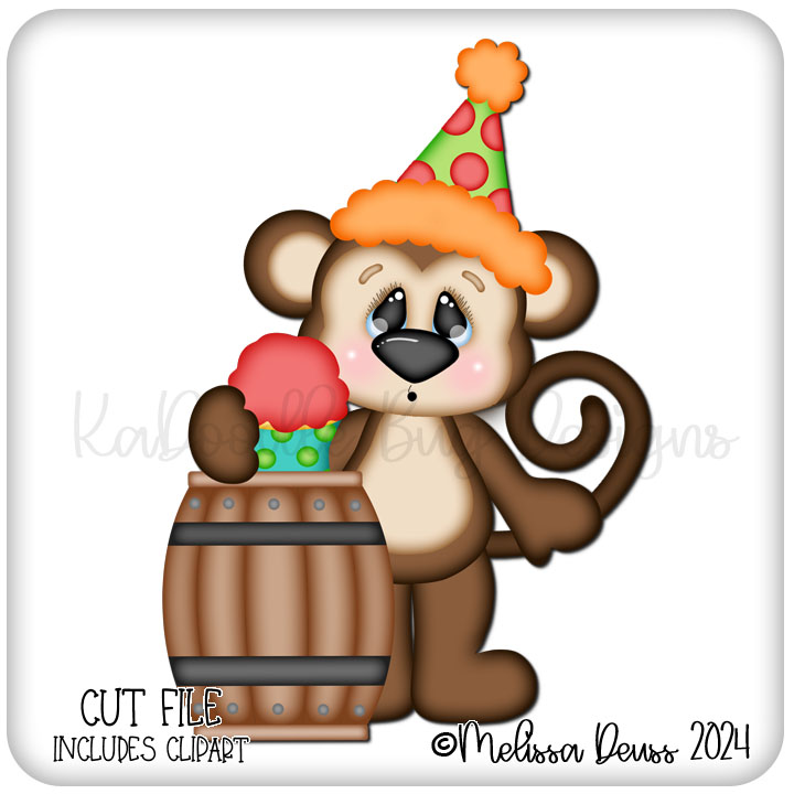Birthday Cupcake Barrel Monkey - Click Image to Close