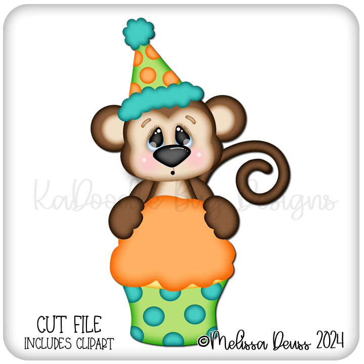 Birthday Cupcake Monkey Peeker