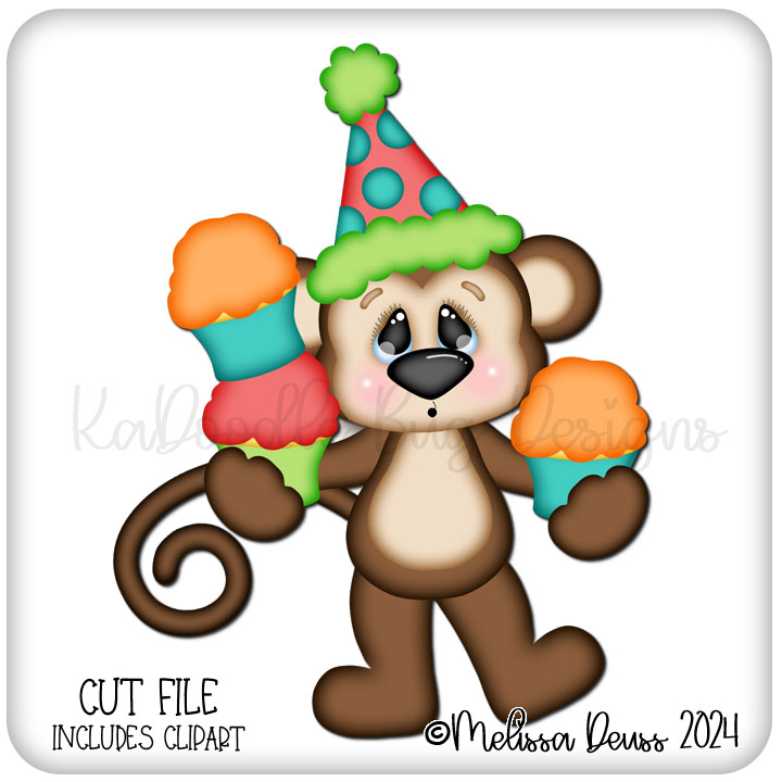 Birthday Juggling Cupcakes Monkey - Click Image to Close
