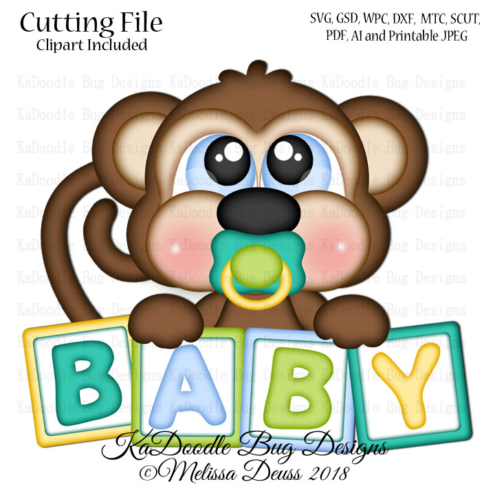 Cutie KaToodles - Baby Block Monkey - Click Image to Close