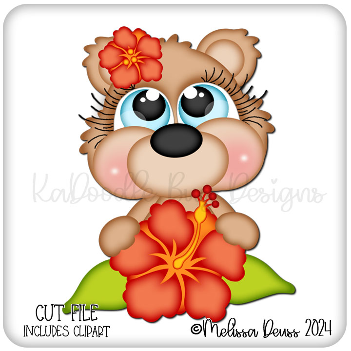 Cutie KaToodles - Hibiscus Bear Peeker
