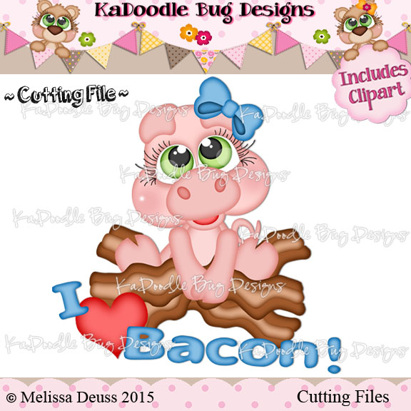 Cutie KaToodles - I Love Bacon Pig - Click Image to Close