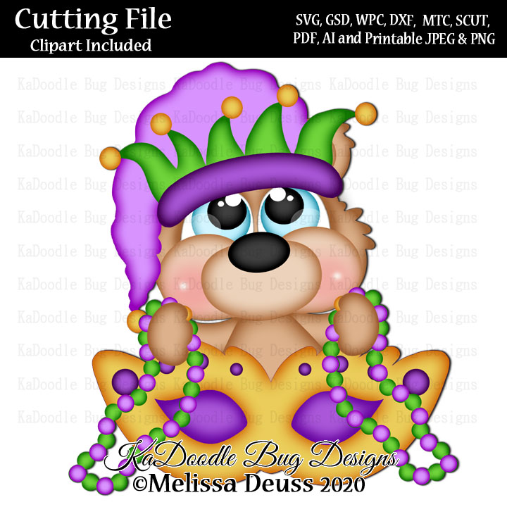 Cutie KaToodles - Mardi Gras Peeker Bear - Click Image to Close
