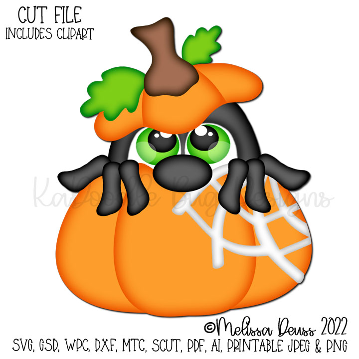 Cutie KaToodles - Peeking Pumpkin Spider - Click Image to Close