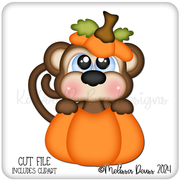 Cutie KaToodles - Pumpkin Monkey Peeker - Click Image to Close