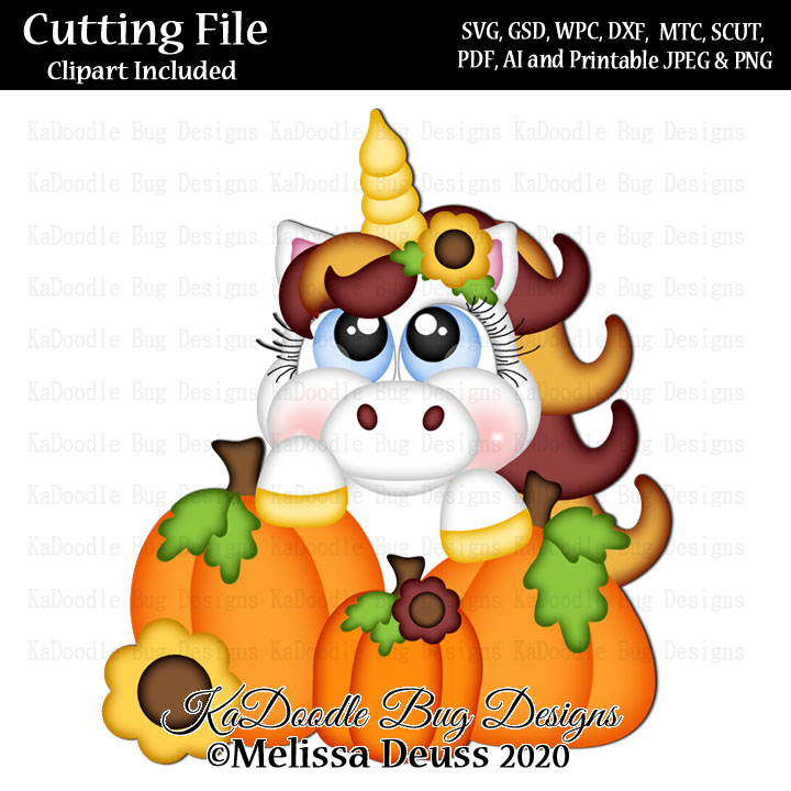 Cutie KaToodles - Pumpkin Peeker Unicorn - Click Image to Close