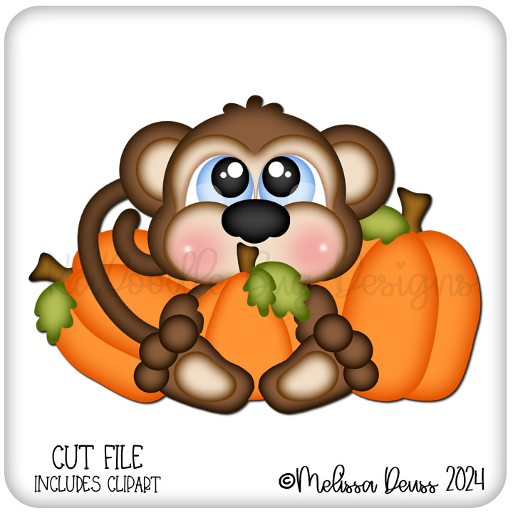 Cutie KaToodles - Sitting Pumpkin Monkey - Click Image to Close