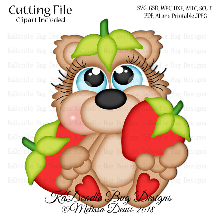 Cutie KaToodles - Sitting Strawberry Bear - Click Image to Close