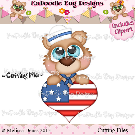 Cutie KaToodles - USA Heart Bear - Click Image to Close