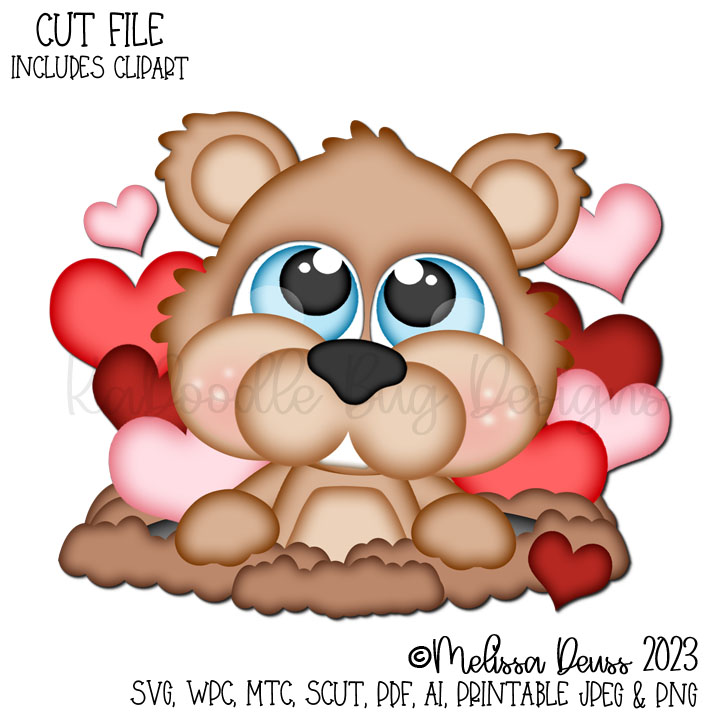 Cutie KaToodles - Valentine Hearts Groundhog - Click Image to Close