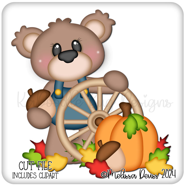 Fall Wagon Wheel Bear - Click Image to Close