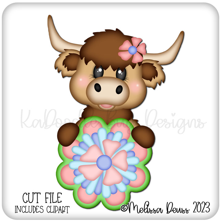 May Flower Highland Cow Peeker - Click Image to Close