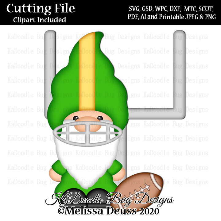 Download Football Gnome Svg Cut File Paperpiecing Scrapbooking Digital Stamps Clipart Papercraft Cards 1 00 Welcome To Kadoodle Bug Designs Svg Cut Files More