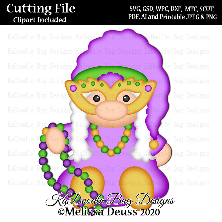 Mardi Gras Girl Gnome - Click Image to Close
