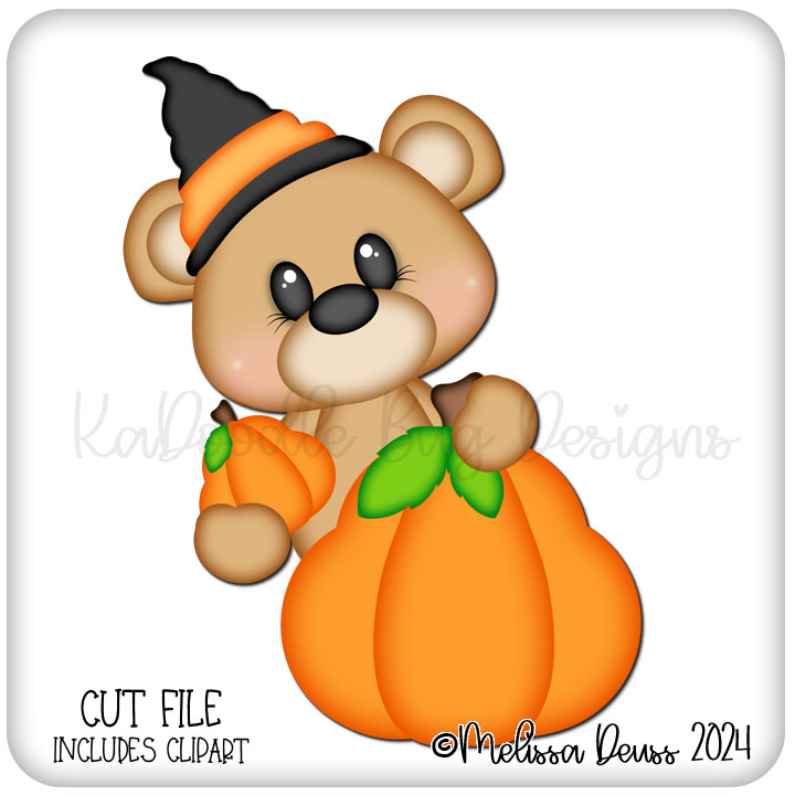 Peeking Witch Pumpkin Bear - Click Image to Close