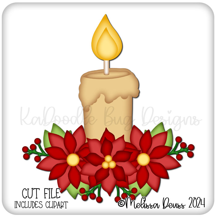 Poinsettia Christmas Candle