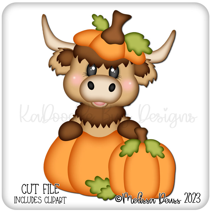 Pumpkin Peeking Highland Cow