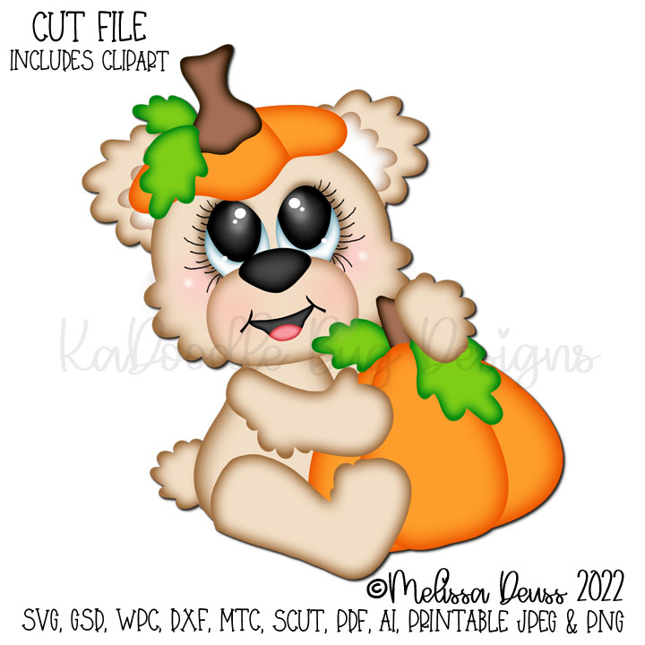 Cutesy Sitting Pumpkin Bear - Click Image to Close