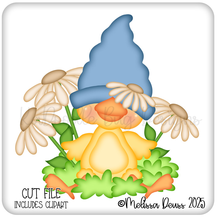 Gnomie Friends - Sitting Spring Daisy Clucky