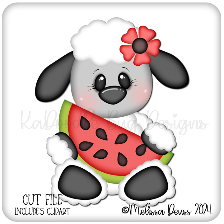 Sitting Watermelon Lamb - Click Image to Close