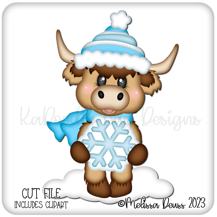 Standing Snow Highland Cow