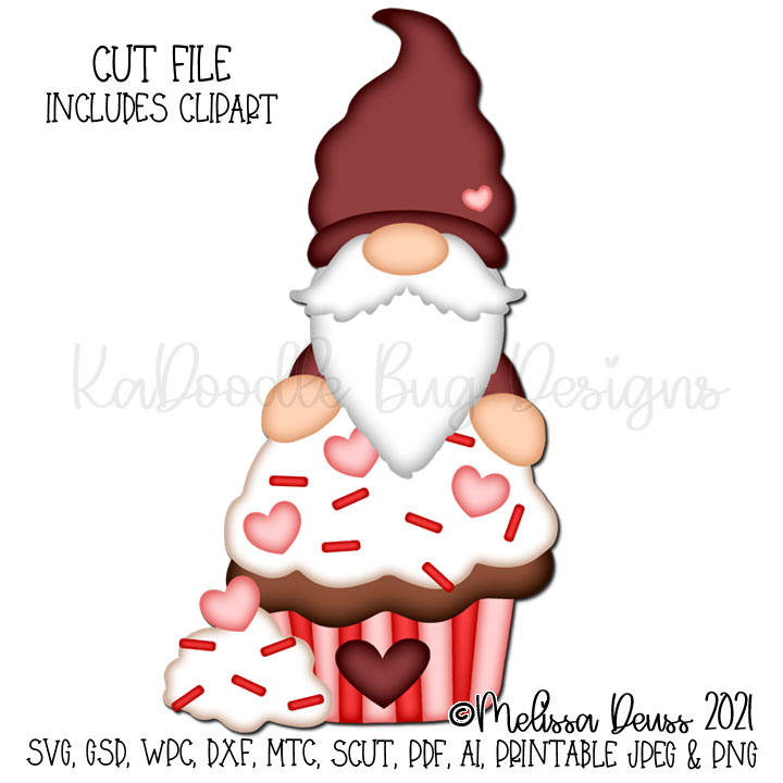 Valentine Cupcake Gnome - Click Image to Close