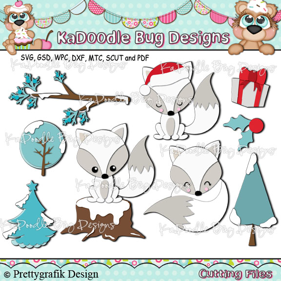 White Christmas Foxes - Click Image to Close