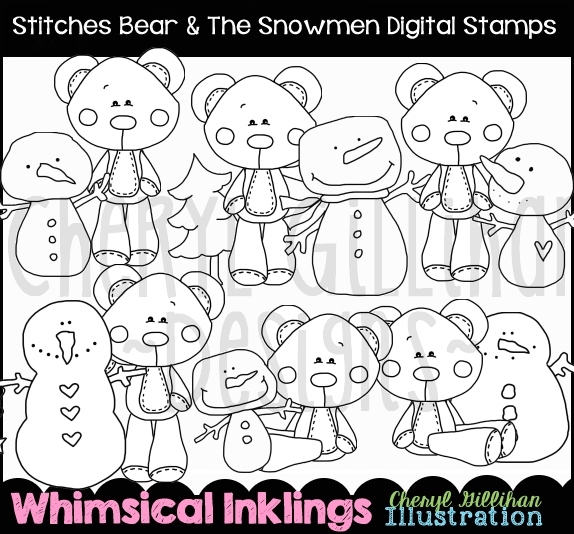 DS Stitches Bear Snowmen